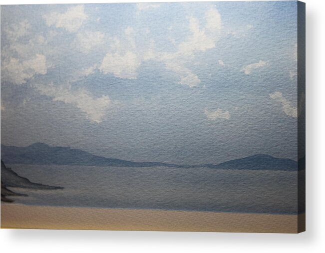 Seascape Acrylic Print featuring the painting The White Clouds by Remegio Onia