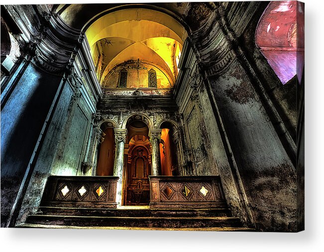 Chiesa Abbandonata Acrylic Print featuring the photograph THE YELLOW LIGHT CHURCH 1 - La chiesa della luce gialla 1 by Enrico Pelos