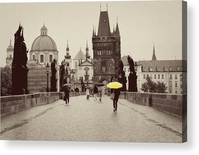 Prague Acrylic Print featuring the photograph The Yellow Umbrella For Erin by Ivy Ho