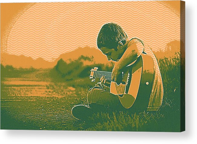 Man Acrylic Print featuring the painting The young musician 2 by Celestial Images