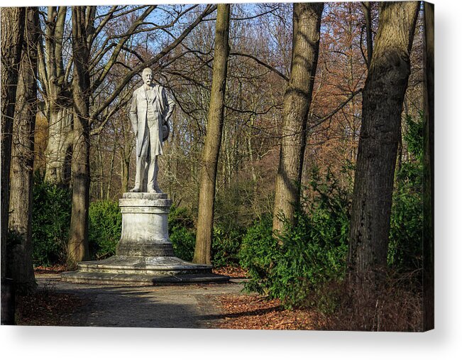 Fontane Acrylic Print featuring the photograph Theodor Fontane Berlin Tiergarten Monument by ReDi Fotografie