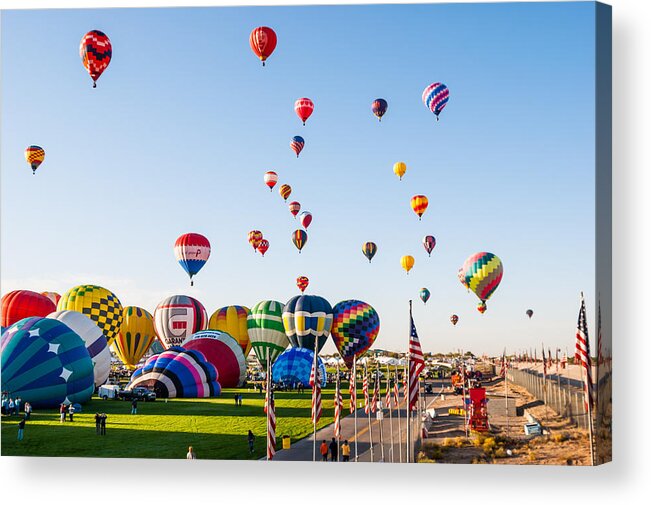 Hot Air Balloons Acrylic Print featuring the photograph They all go by Charles McCleanon