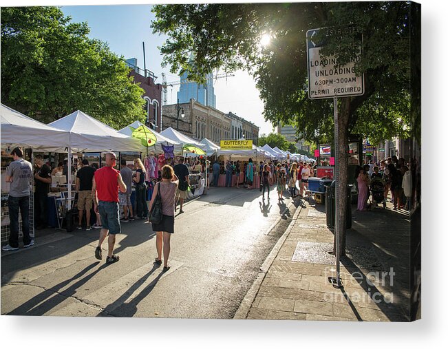 Old Pecan Street Festival Acrylic Print featuring the photograph Thousands of people browse arts and crafts tents at the Old Pecan Street Festival by Dan Herron