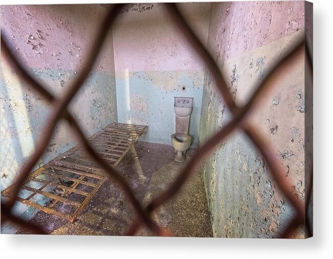 Eastern State Penitentiary Acrylic Print featuring the photograph Through The Fence by Tom Singleton