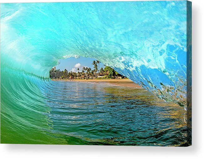 Shorebreak Waves Seascape Ocean Sheraton Maui Hawaii Acrylic Print featuring the photograph Thru The Looking Glass by James Roemmling