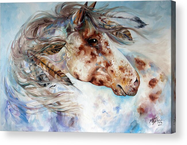 Horse Acrylic Print featuring the painting THUNDER APPALOOSA Indian War Horse by Marcia Baldwin