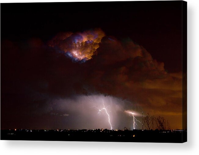 Lightning Acrylic Print featuring the photograph Thunderstorm Boulder County 08-15-10 by James BO Insogna