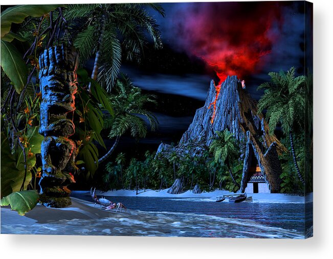 Tiki Acrylic Print featuring the digital art Tiki Jungle by Alex George