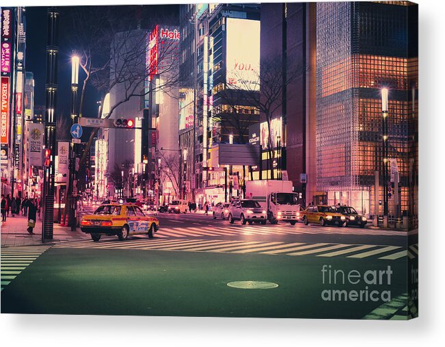 Tokyo Acrylic Print featuring the photograph Tokyo Street at Night, Japan 2 by Perry Rodriguez