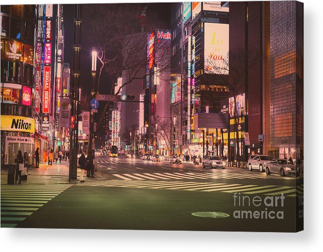 Tokyo Acrylic Print featuring the photograph Tokyo Street at Night, Japan by Perry Rodriguez