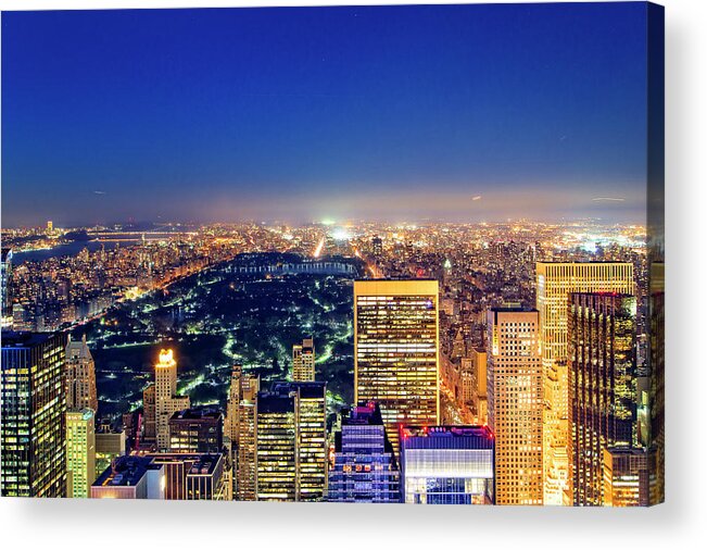Rockefeller Acrylic Print featuring the photograph Top of the Rock Central Park by Alan Raasch