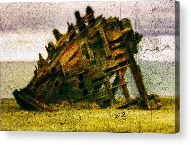 Shipwreck Acrylic Print featuring the digital art Torn Asunder by Chuck Mountain