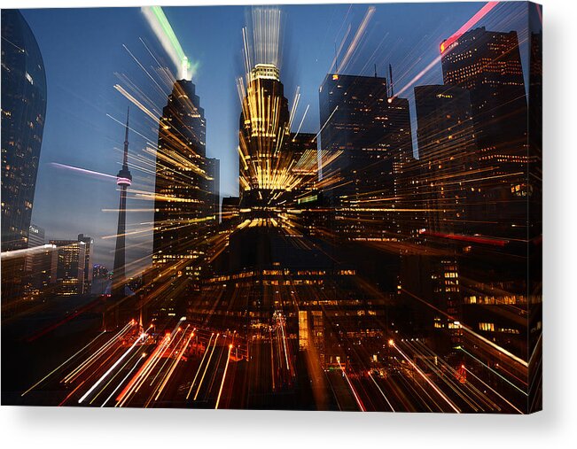 Toronto Acrylic Print featuring the photograph Toronto Skyline Streaks by Steve Somerville