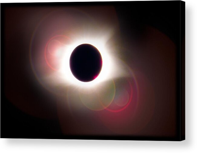 Total Acrylic Print featuring the photograph Total Eclipse of the Sun T Shirt Art with Solar Flares by Debra and Dave Vanderlaan
