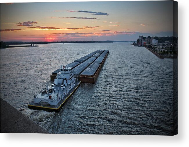 Towboat Acrylic Print featuring the photograph Towboat and Barges by Buck Buchanan