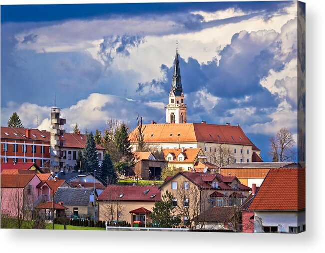 Croatia Acrylic Print featuring the photograph Town of Krizevci cathedral view by Brch Photography