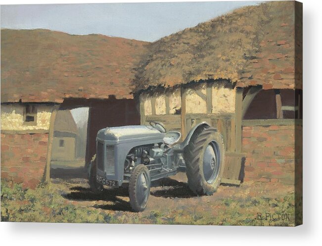 Tractor Acrylic Print featuring the painting Tractor and Barn by Richard Picton