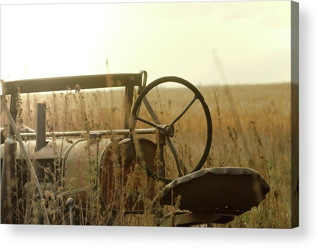Tractor Acrylic Print featuring the photograph Tractor Sunrise by Troy Stapek