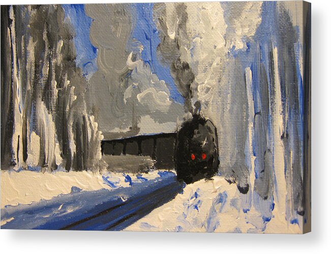 Landscape Acrylic Print featuring the painting Train by Patricia Awapara