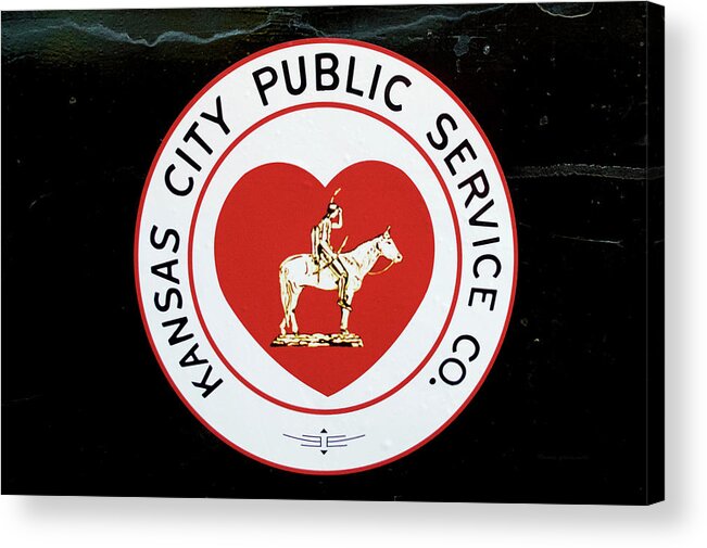 Illinois Railway Museum Acrylic Print featuring the mixed media Trains Kansas City Public Service Vintage Decal by Thomas Woolworth