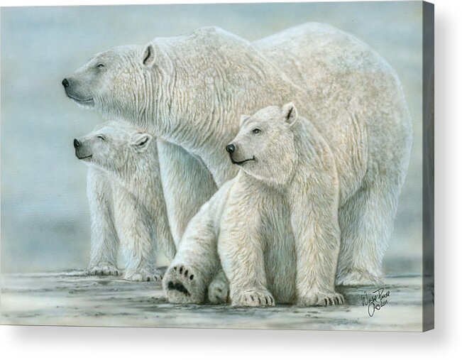  Acrylic Print featuring the painting Tri Polar Bears by Wayne Pruse