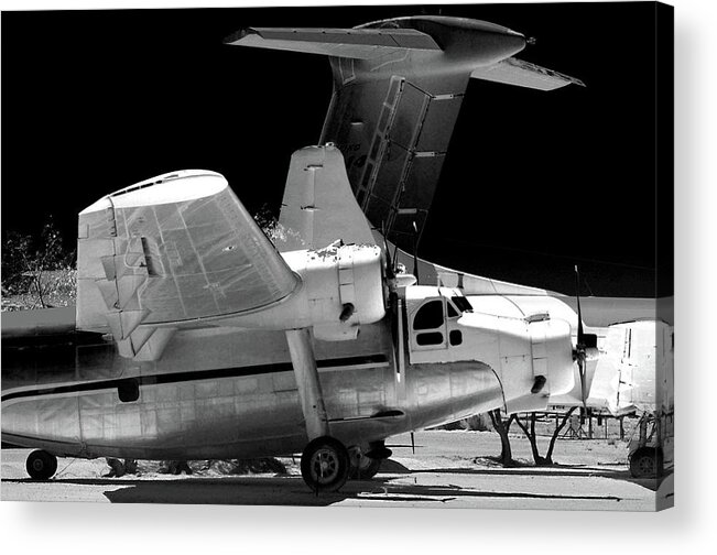 Plane Acrylic Print featuring the photograph Tri Prop bw #54 by Raymond Magnani