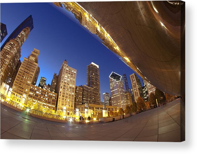 Bean Acrylic Print featuring the photograph Twilight Chicago skyline by Sven Brogren