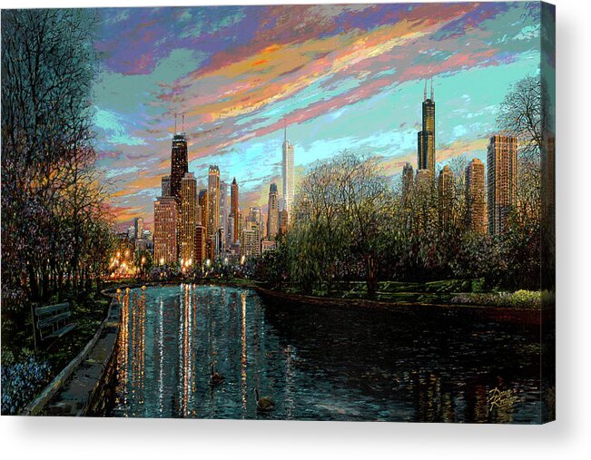 City Acrylic Print featuring the painting Twilight Serenity II by Doug Kreuger