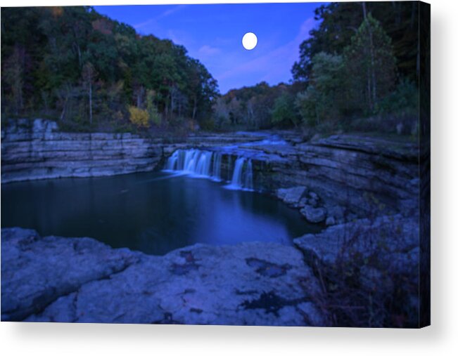 Twilight Acrylic Print featuring the photograph Twilight Super Moon Cataract Falls by Randall Branham