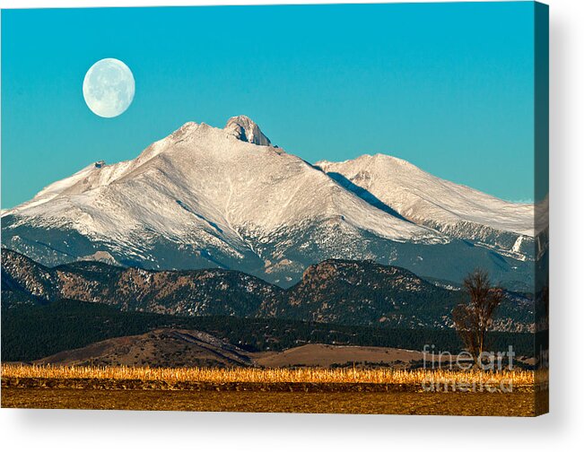 Sunset Acrylic Print featuring the photograph Twin Peaks Moonset by Greg Summers