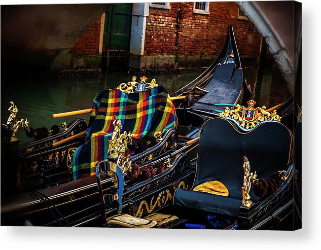 Venice Acrylic Print featuring the photograph Two Gondolas by Andrew Soundarajan