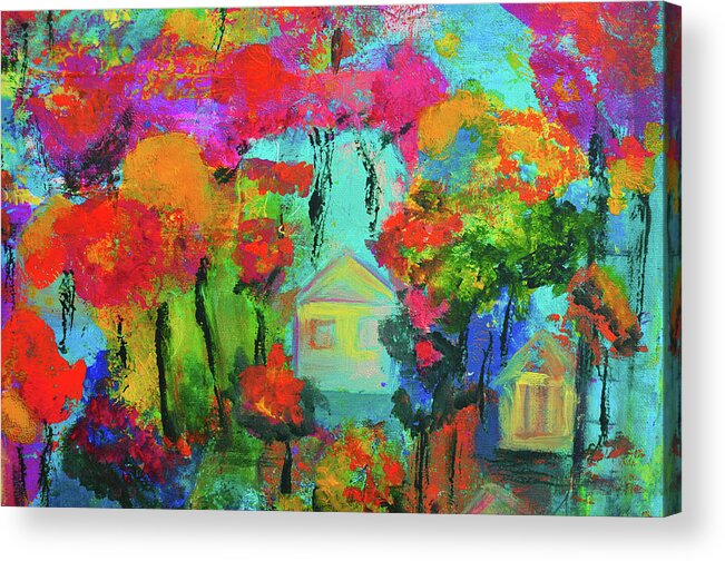 Landscape Impressions Acrylic Print featuring the painting Two houses by Haleh Mahbod