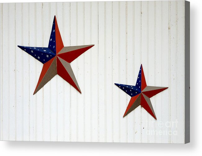 Red White Blue Patriotic Us Usa U.s. U.s.a. Star Starr Flag Acrylic Print featuring the photograph Two Stars 6938 by Ken DePue