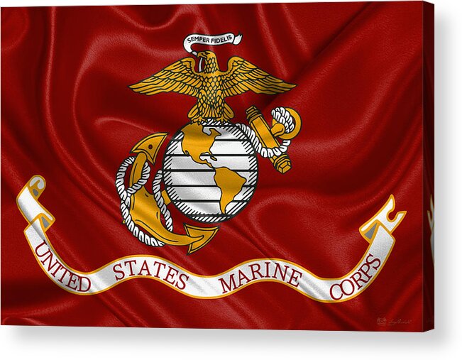 'usmc' Collection By Serge Averbukh Acrylic Print featuring the digital art U. S. Marines - U S M C Corps Flag by Serge Averbukh