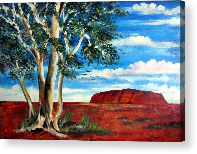 Australia Acrylic Print featuring the painting Uluru Ayers Rock by Roberto Gagliardi