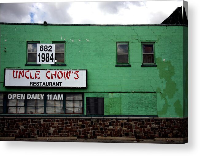 Green Acrylic Print featuring the photograph Uncle Chow's by Kreddible Trout