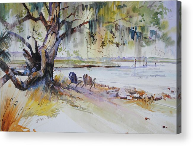 Hilton Head Acrylic Print featuring the painting Under The Live Oak by P Anthony Visco