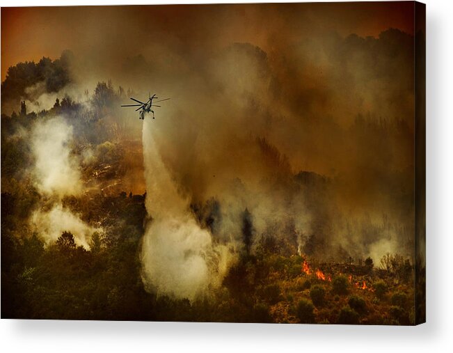 Fire Acrylic Print featuring the photograph Unfortunately, In The Summer. by Antonio Grambone