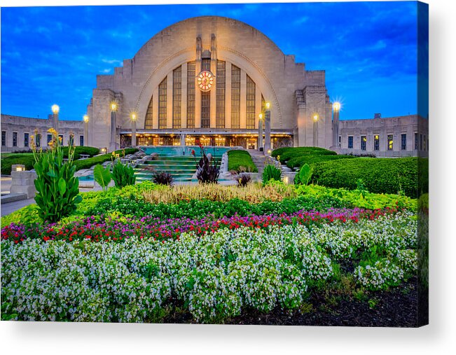 Union Terminal Acrylic Print featuring the photograph Union Terminal at Sunrise by Keith Allen