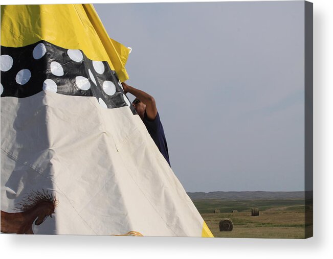 Tipi Acrylic Print featuring the photograph Up It Goes by Kate Purdy