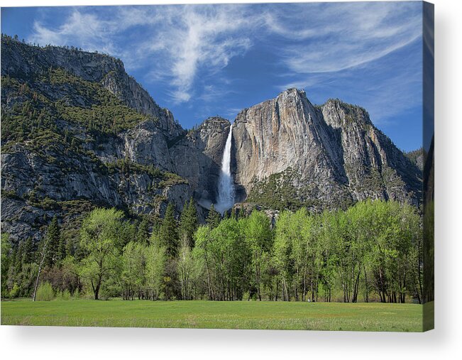 Usa Acrylic Print featuring the photograph Upper Yosemite Falls in Spring by Cheryl Strahl