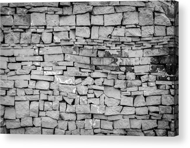 Abstract Acrylic Print featuring the photograph Urban Stone Tile Wall With Stains by John Williams
