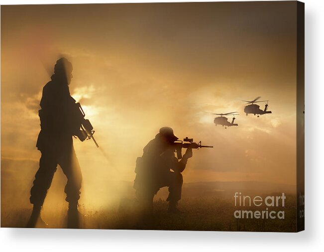 Special Operations Forces Acrylic Print featuring the photograph U.s. Special Forces Provide Security by Tom Weber