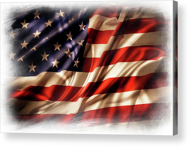 American Flag Acrylic Print featuring the photograph USA flag 7 by Les Cunliffe