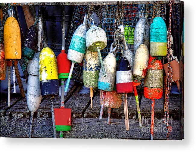 Maine Acrylic Print featuring the photograph Used Lobster Trap Buoys by Olivier Le Queinec