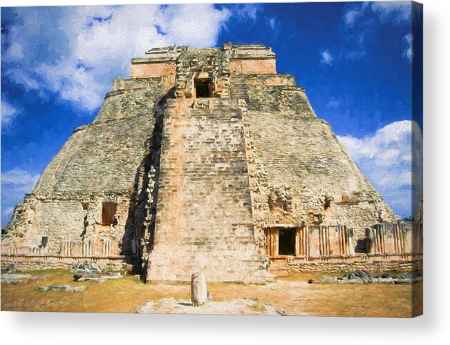 Maya Acrylic Print featuring the digital art Uxmal Mayan Ruins by Roy Pedersen