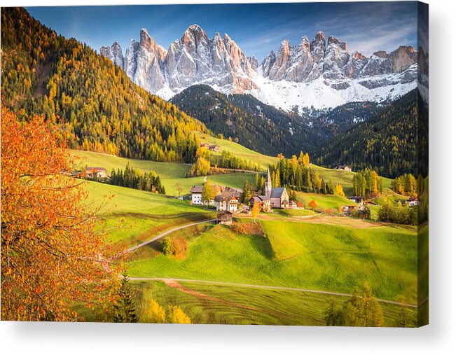 Autumnal Colors Acrylic Print featuring the photograph Val di Funes, Italy by Stefano Termanini