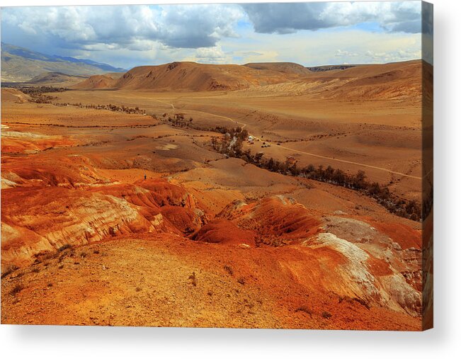 Russian Artists New Wave Acrylic Print featuring the photograph Valley of Kyzyl-Chin. Multicolored Mountains. Altai by Victor Kovchin