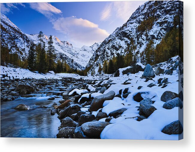 Winter Acrylic Print featuring the photograph Valnontey Torrent, Gran Paradiso by Yves Marcoux