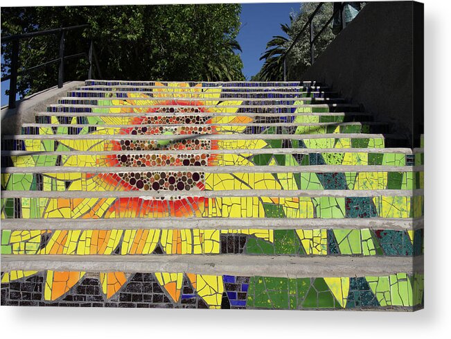  Graffiti Acrylic Print featuring the photograph Sunflower Stairway by Aidan Moran